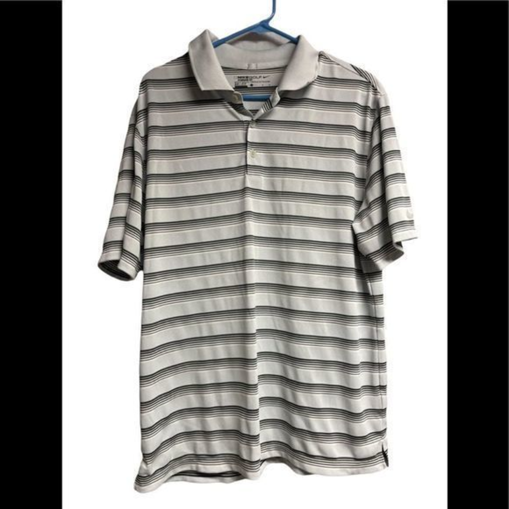Mens Nike gray/black striped golf polo shirt size large